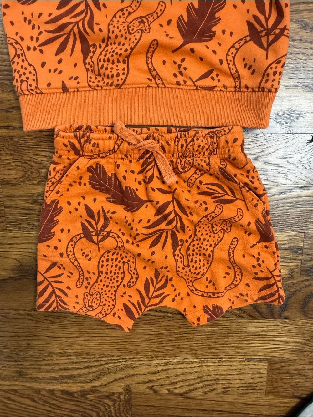 Cat & Jack x Danielle Peterson Kids Cheetah Print Sweatshirt/ Short Set 18 M